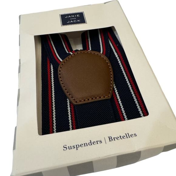 Janie and Jack Classic Navy Suspenders Size 12-24M - Picture 2 of 3